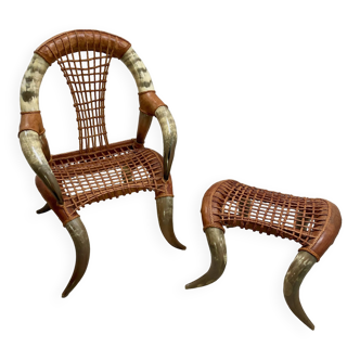 Fauteuil ethnique et son ottoman