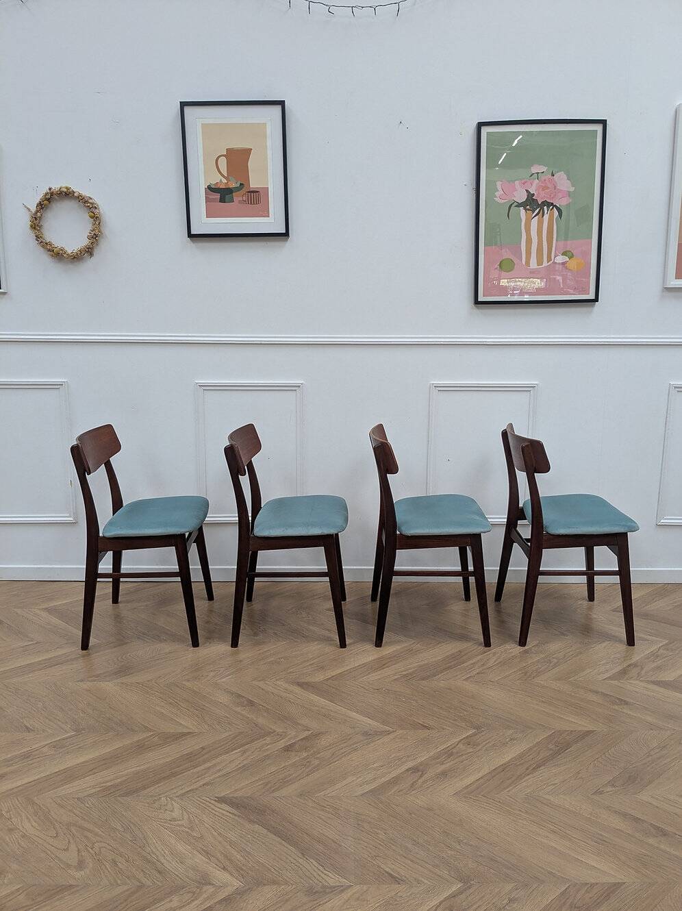 set of 4 vintage teak chairs