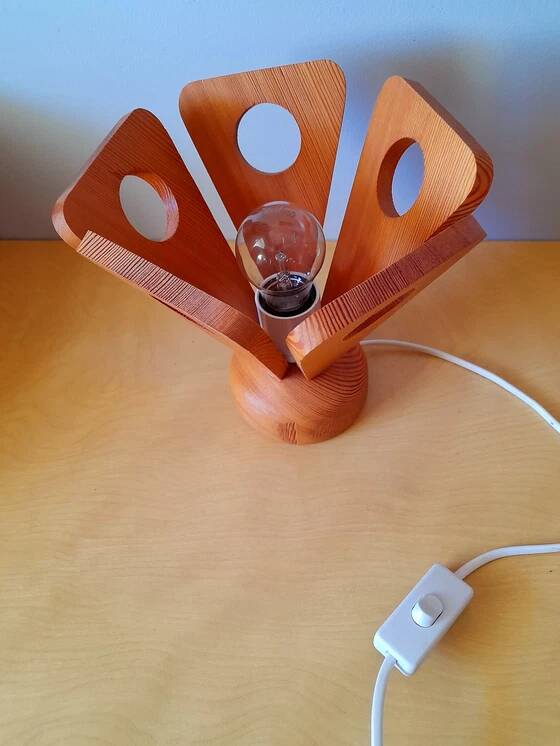 Scandinavian wooden flower lamp 1970