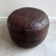 Vintage dark brown patchwork ottoman / poof