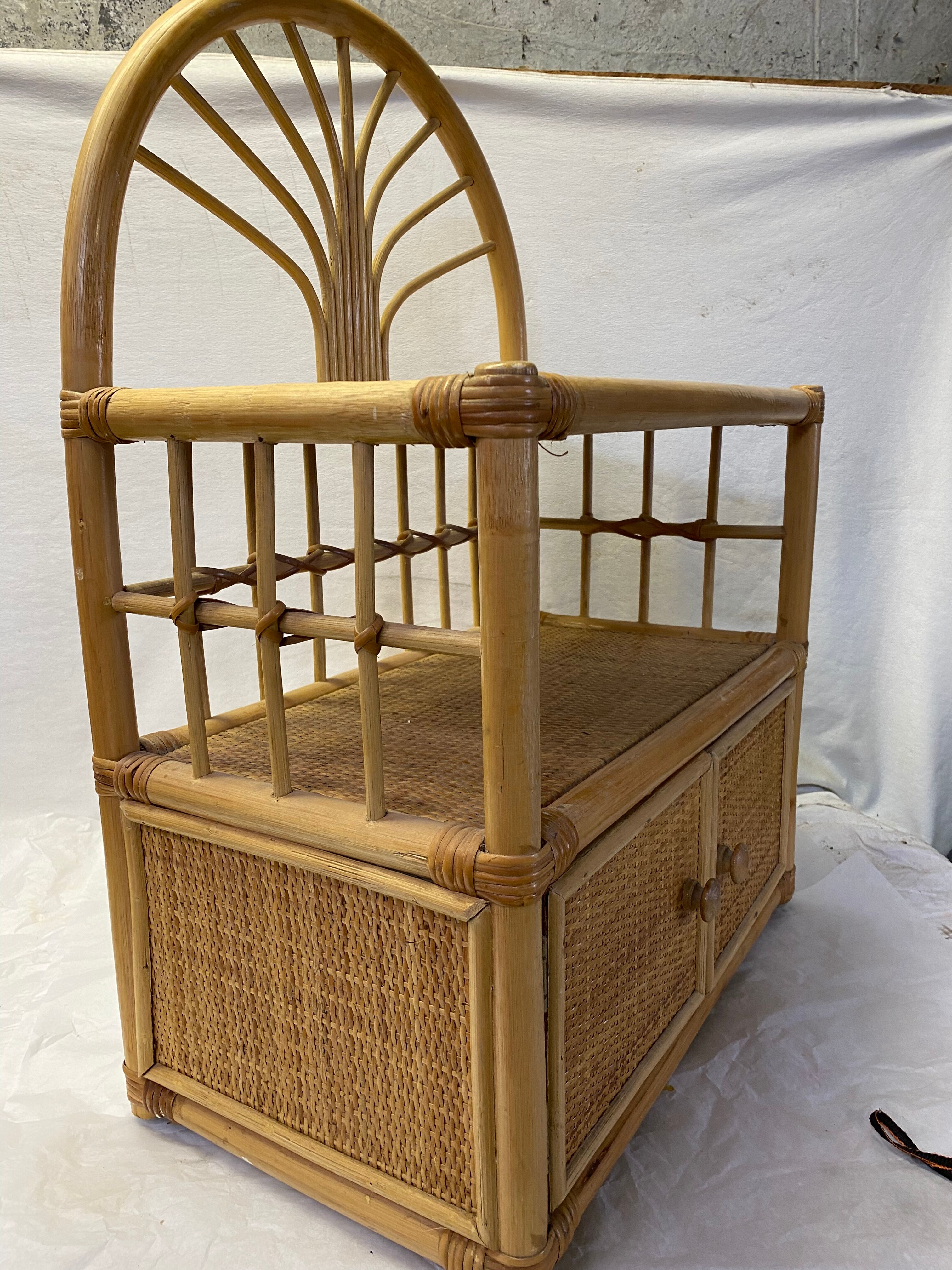 Vintage rattan storage cabinet