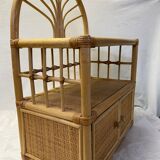 Vintage rattan storage cabinet