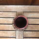 Ancien vase soliflore céramique rouge bleu noir années 70 vintage #a411