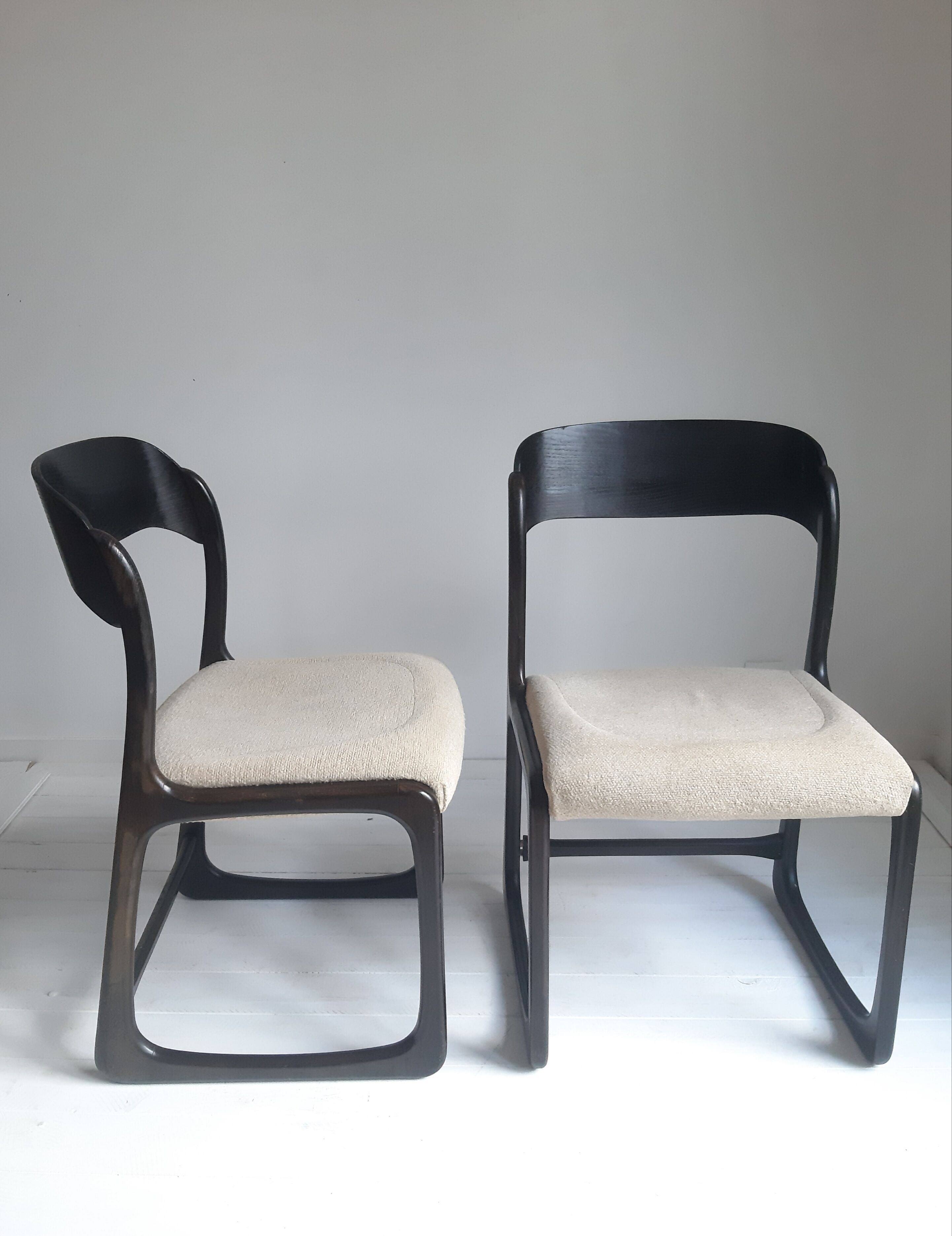 Duo of sleigh chairs