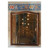 Bevelled ice mirror and wooden frame