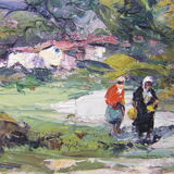 Peinture "Ecole provençale" huile sur isorel