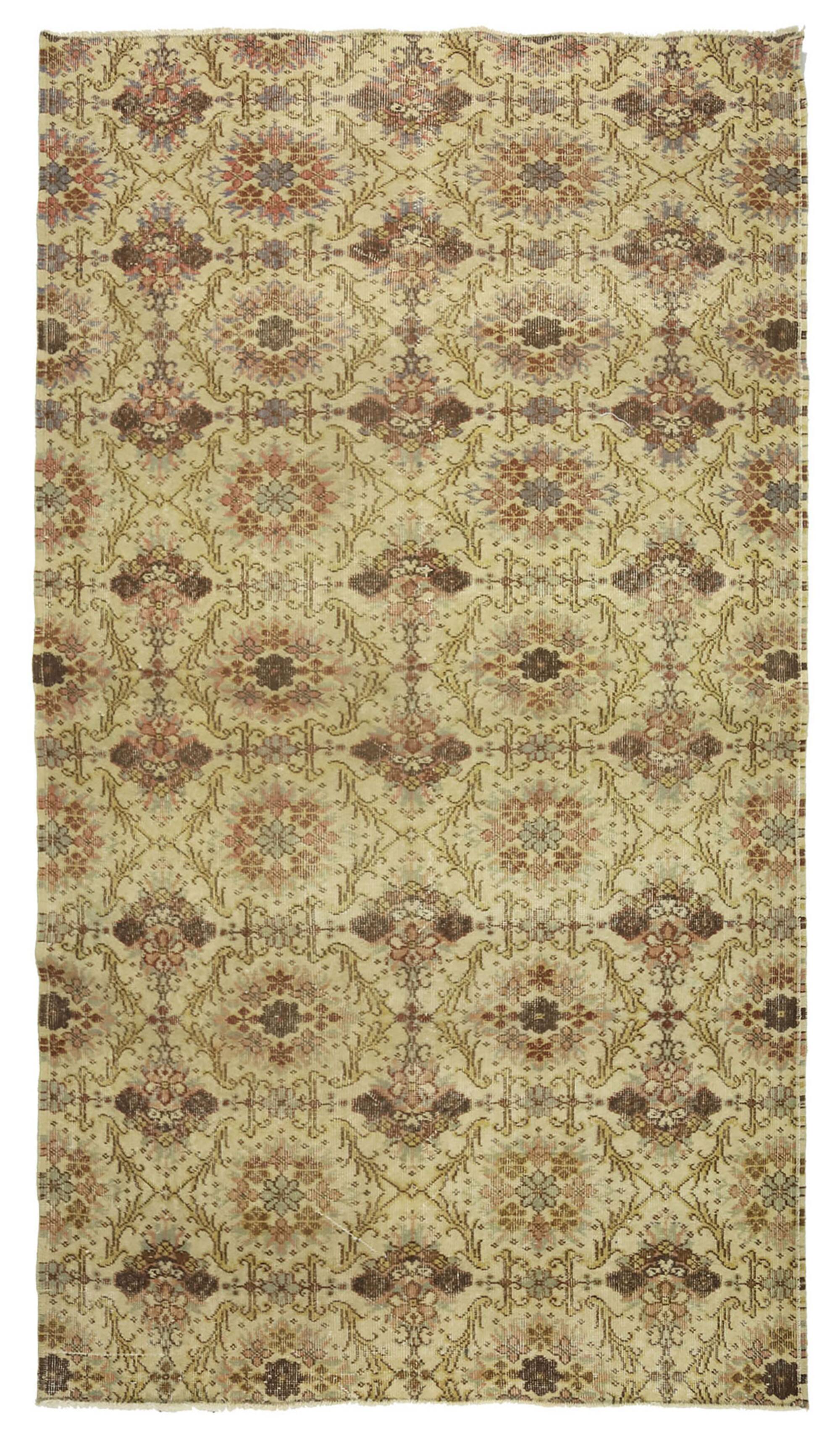 One-of-a-kind turkish handwoven vintage rug - rustic vintage charm 275x 147 cm