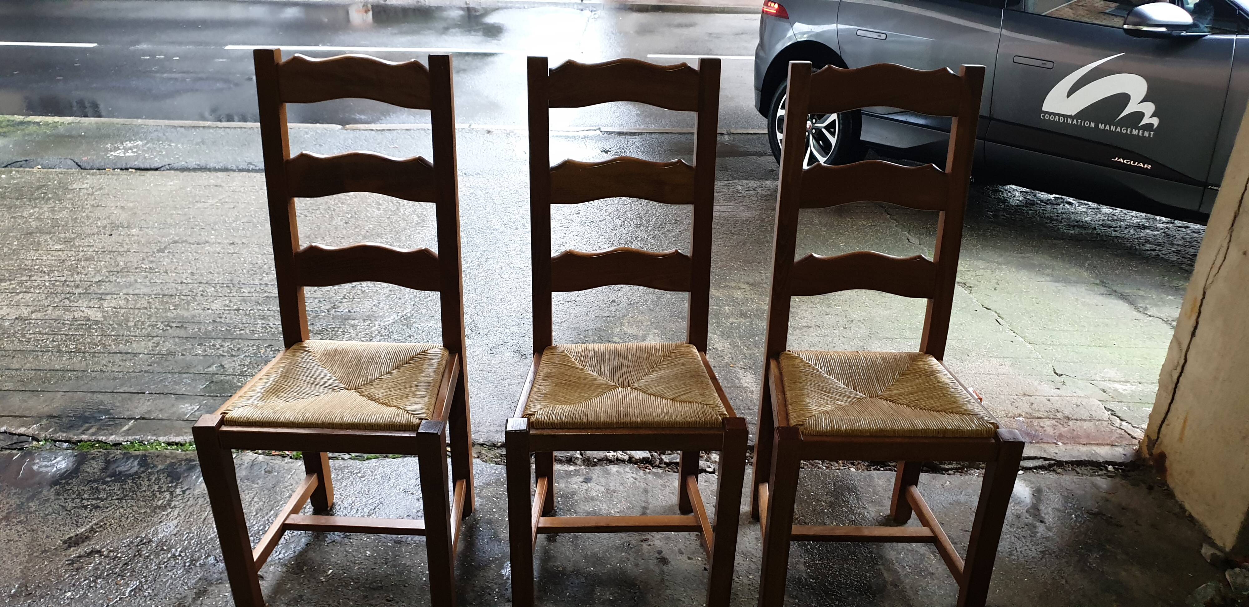 3 solid oak Paillé chairs