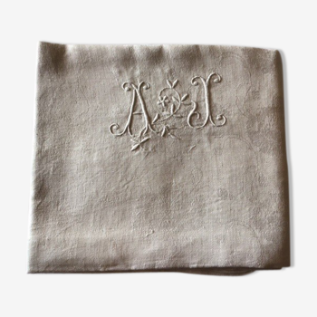 AJ-marked linen tablecloth