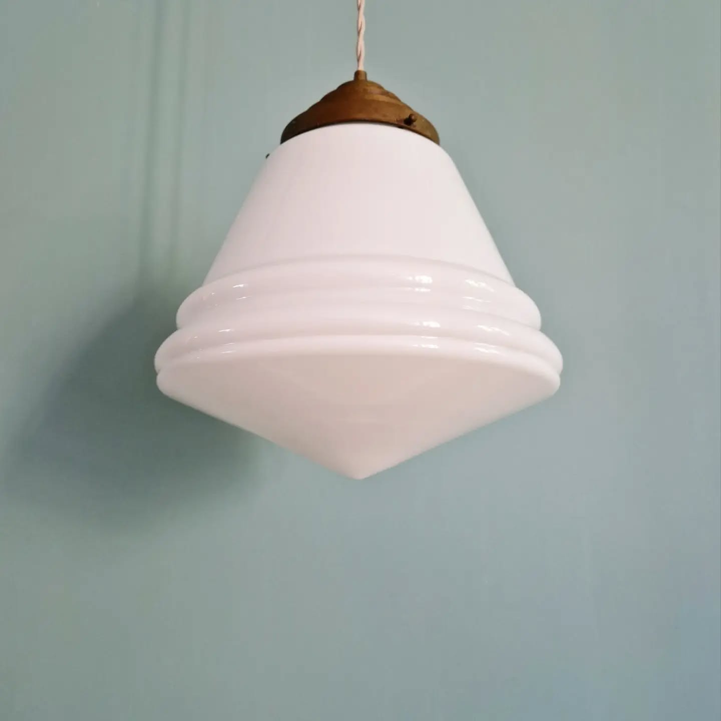 Art Deco conical white opaline suspension, 1920-30