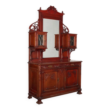 Buffet ancien Art nouveau en noyer avec décorations, Italie, XIXe siècle