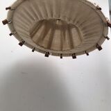 Hanging lamp in linen wood and wool