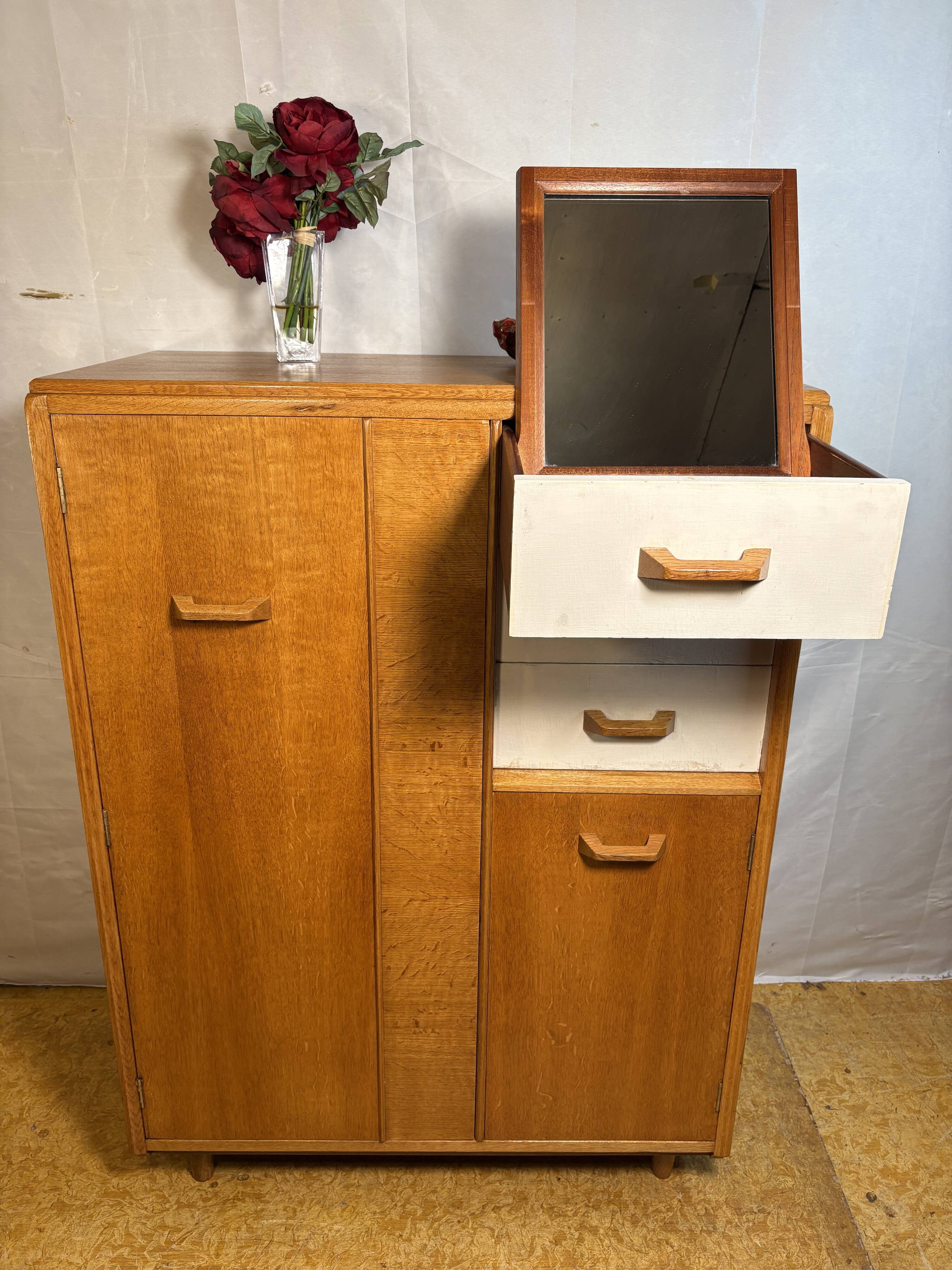 Rare Vintage G-Plan E. Gomme Oak Compactum Gentleman’s Wardrobe c.1950–1960