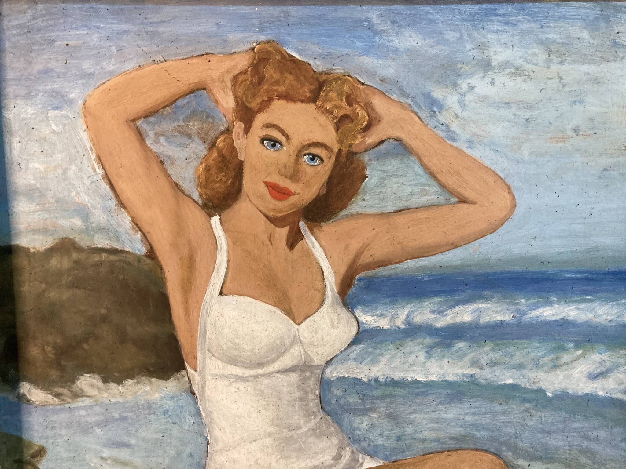 Gouache on Pin-Up panel signed and dated 1952