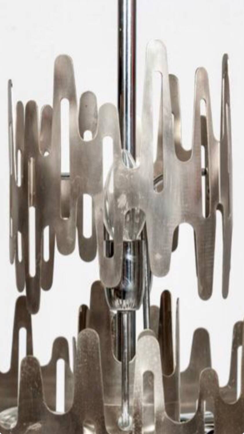 Brutalist stainless steel candlestick, France 1970