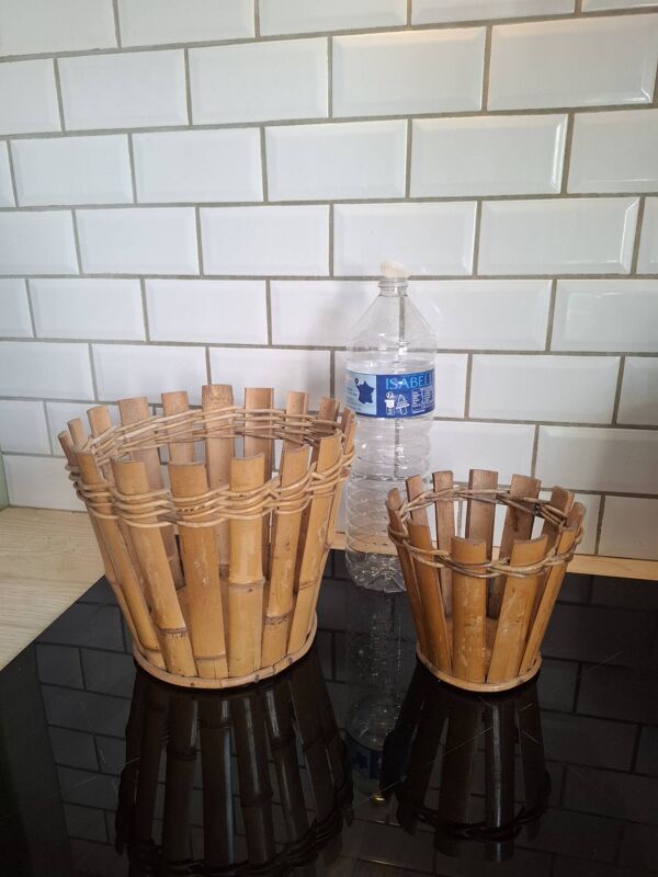 Paie de cache-pots en bambou