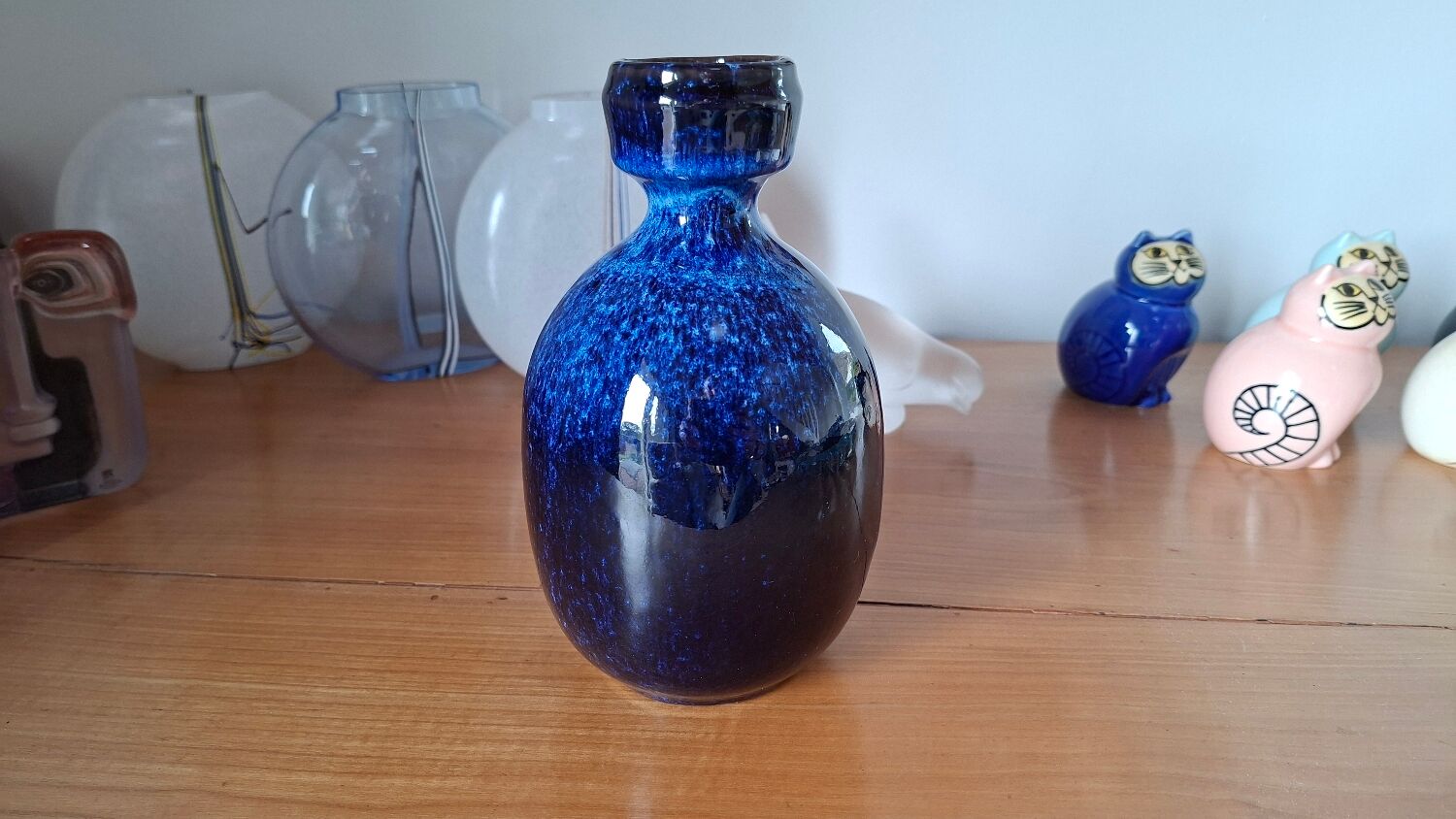 Vintage Blue Ceramic Vase by Jie in Sweden