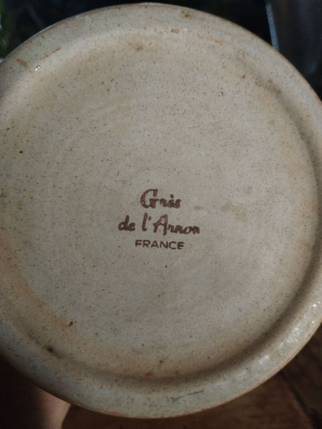 Vintage beige pitcher in wide stoneware