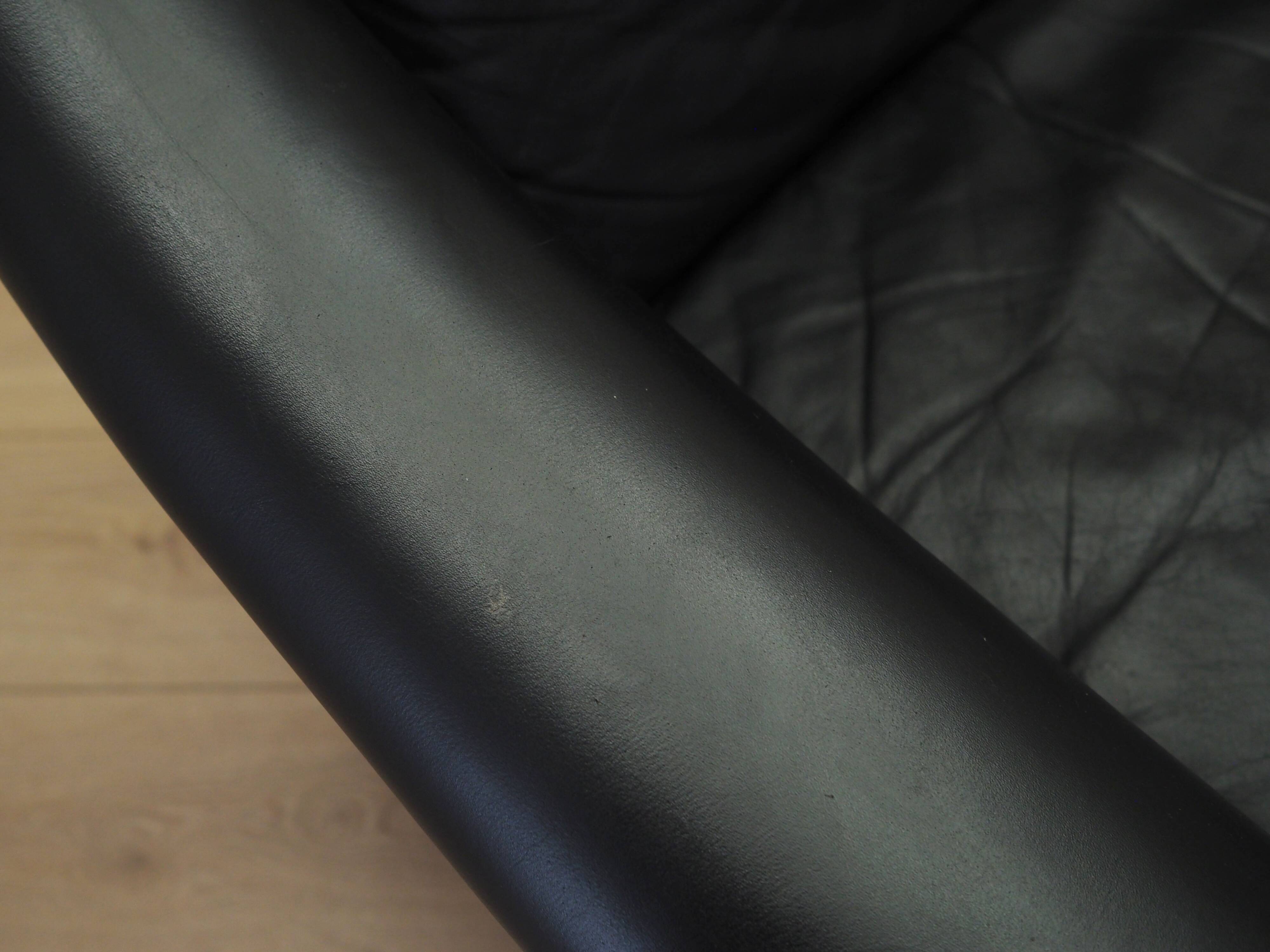 Black leather sofa, Danish design, 1960s, manufacturer: Eran Møbler, design