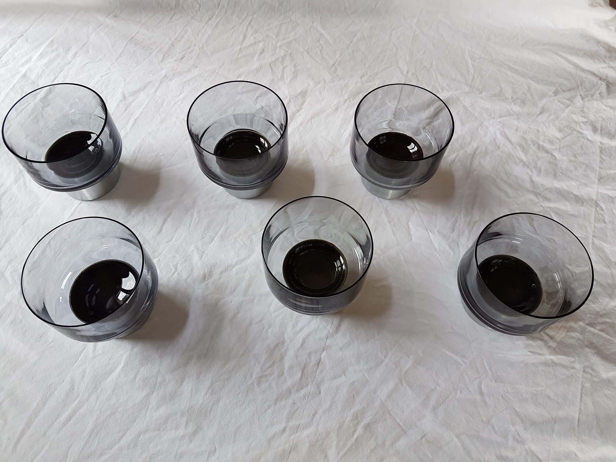 Lot of 6 vintage stainless feet glasses