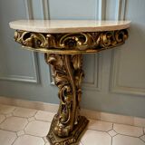 Carved wooden and marble console