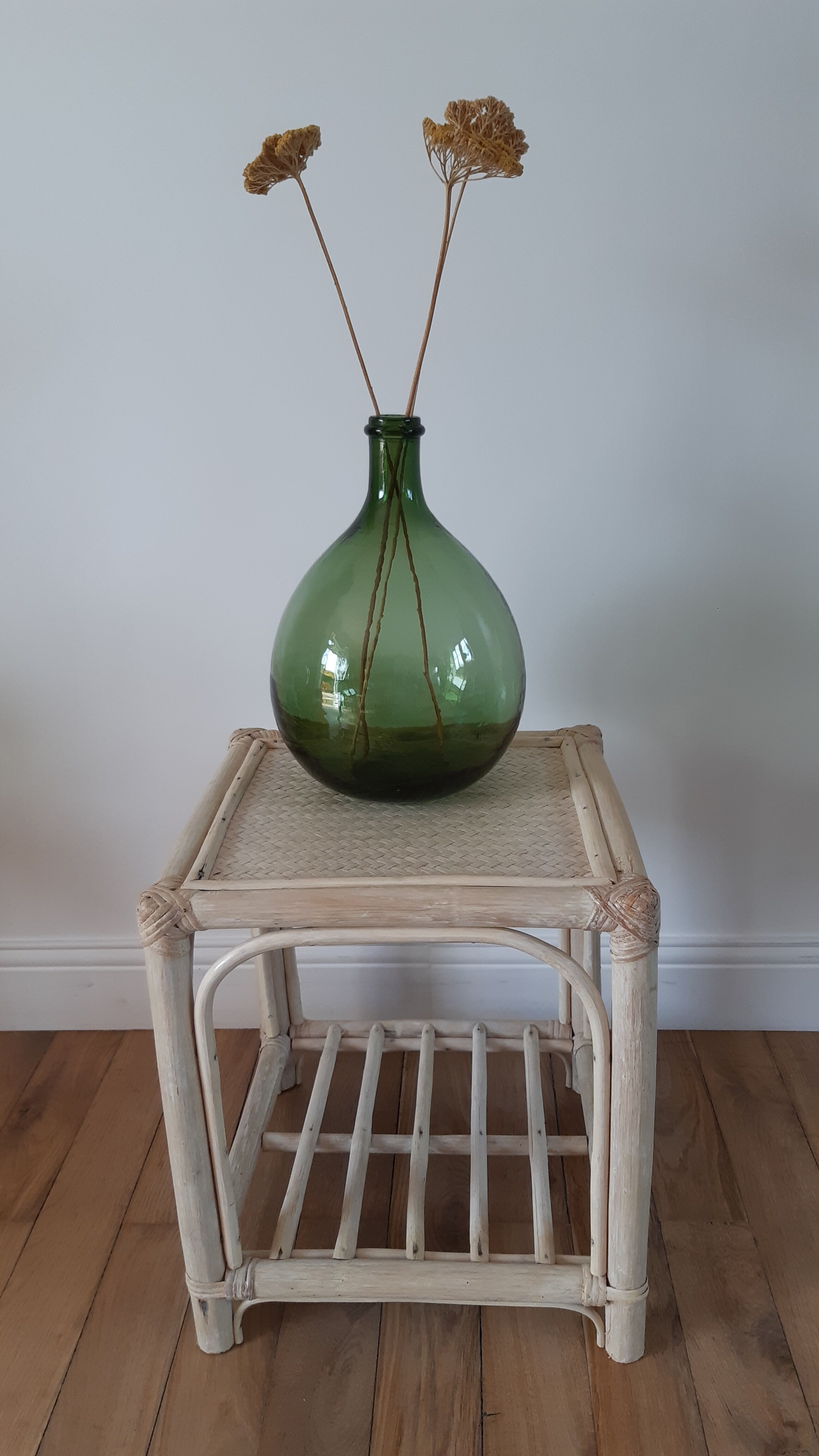 Rattan side table / bedside table 50s-60s