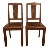 2 solid wood art deco chairs