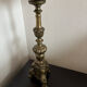 Vintage table lamp in chiselled bronze with a hexagonal shade.