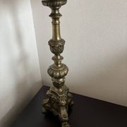Lampe à poser vintage en bronze ciselé et abat-jour hexagonal