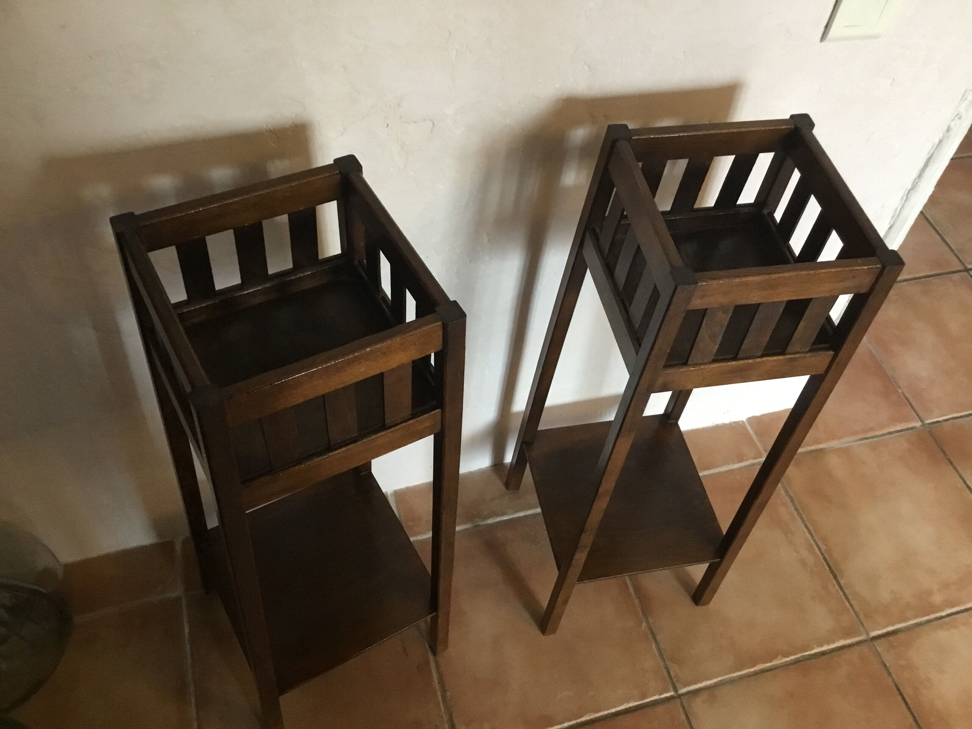 Pair of wooden standing planters