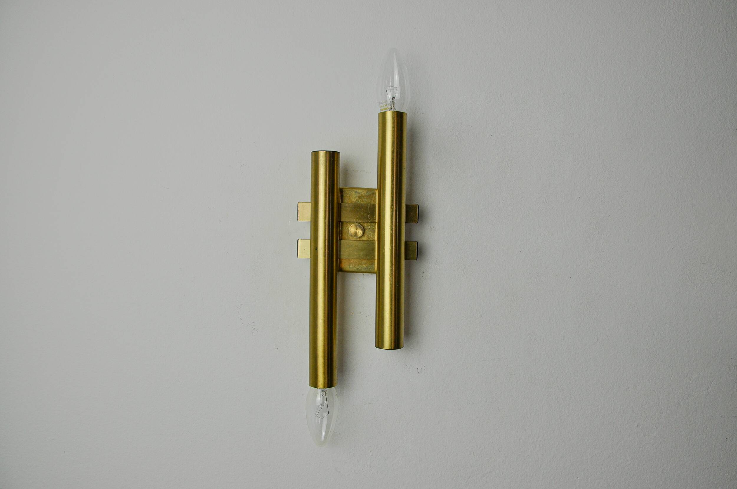 Tubular wall lamp by Maison Sciolari, 2 lights, Italy, 1970