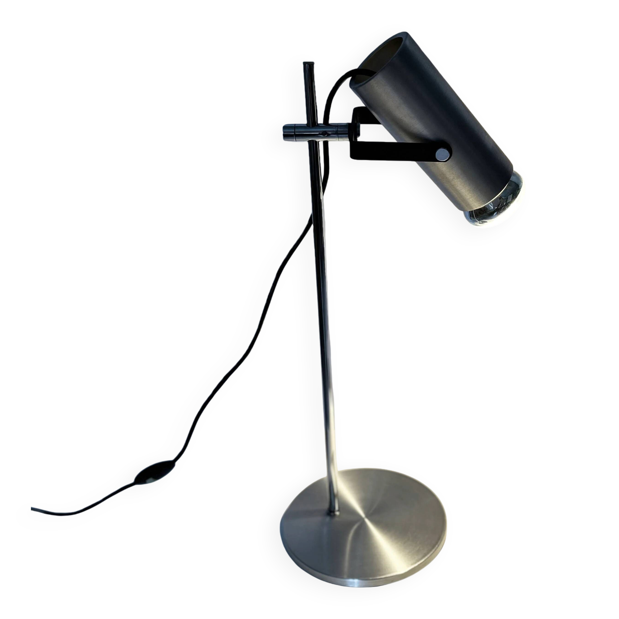 Lamp de Bureau en Aluminium et Chrome Vintage des Années 1970