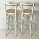 Paire de tabourets de bar bois et cannage
