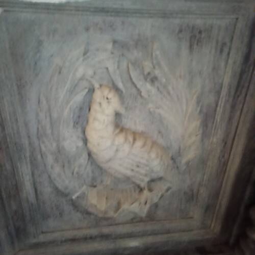 Carved two-body sideboard with 2 lions