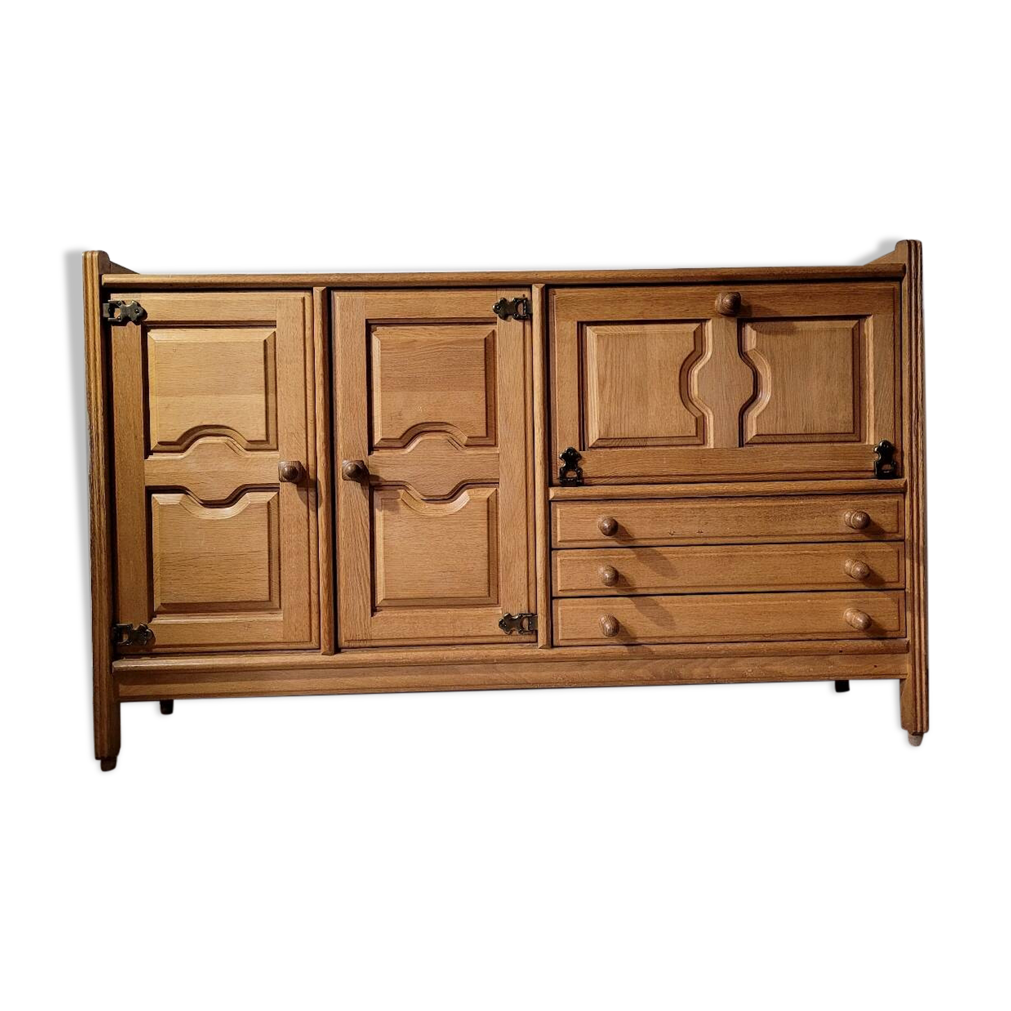 Vintage design oak buffet by Guillerme and Chambron