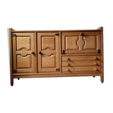 Vintage design oak buffet by Guillerme and Chambron