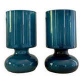 Pair of "Space Age" bedside lamps in blue glass, 1980.
