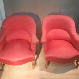 Paire de  fauteuil crapaud rouge