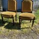Pair of antique Louis XVI style chairs - carved wood - green velvet -