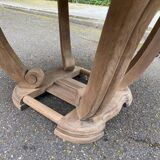 Rectangular Art Deco dining table with a central pedestal, renovated in solid oak.