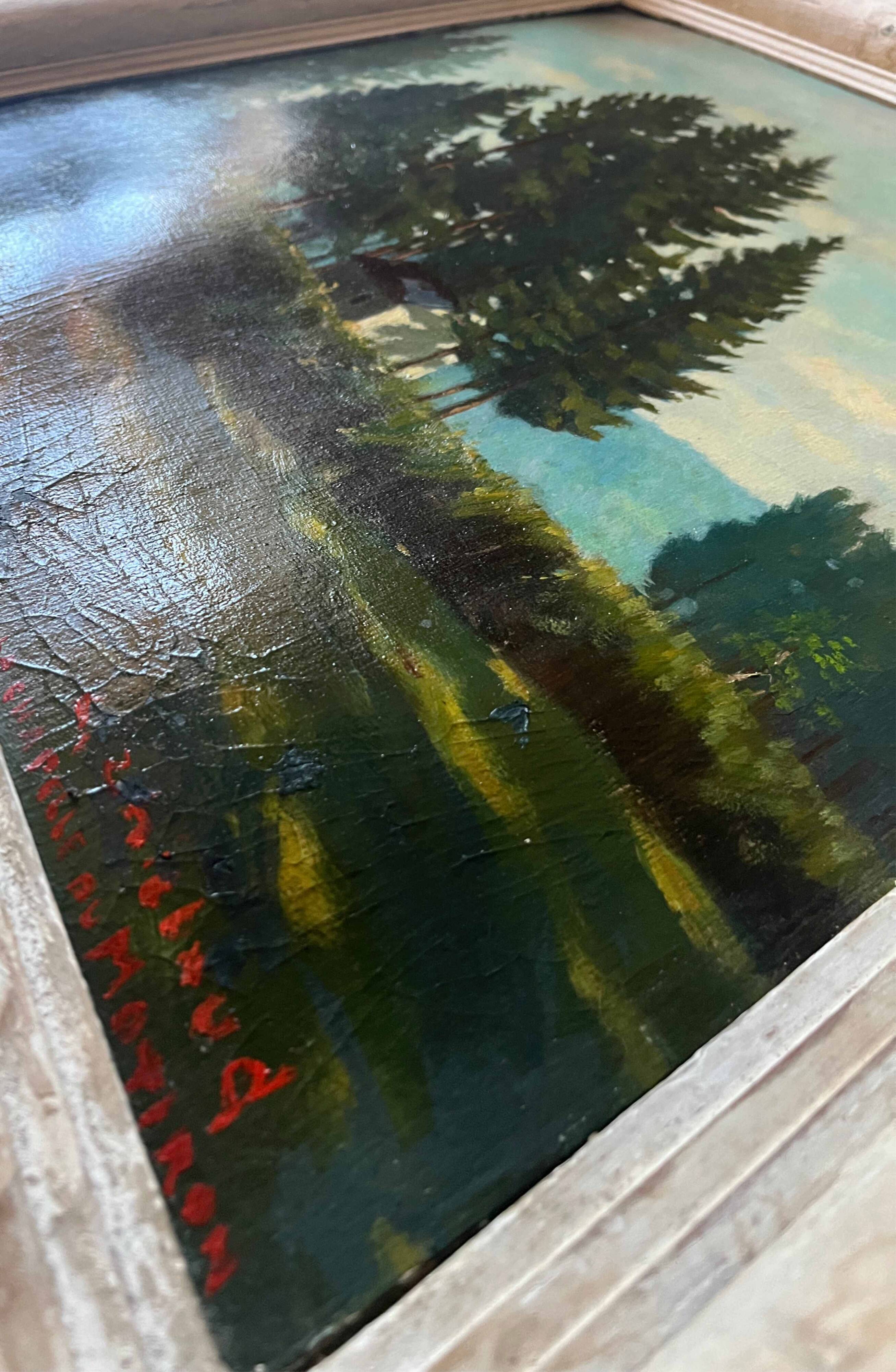 HST painting "Landscape of the Vosges" by Thiebaud Chapelle du Motiron Val-d'Ajol