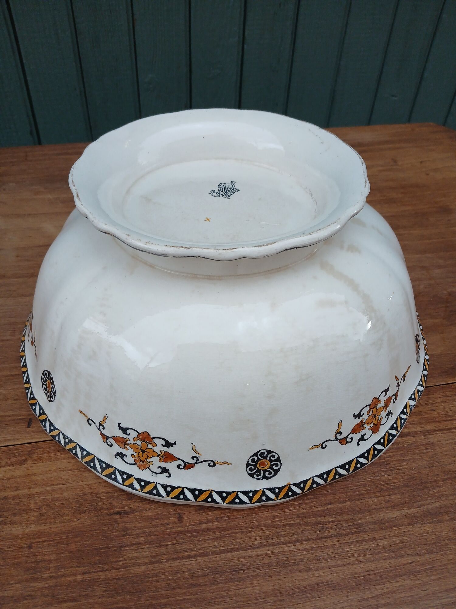 Antique Gien salad bowl