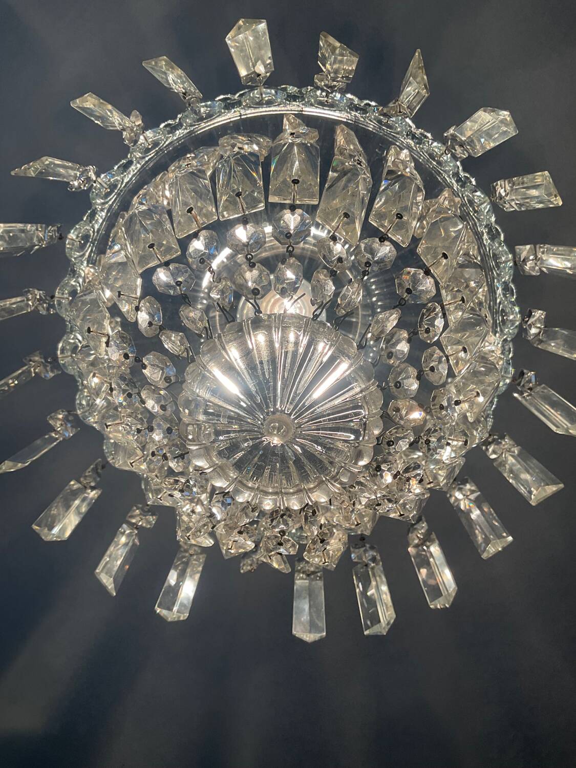 Bohemian crystal basket chandelier