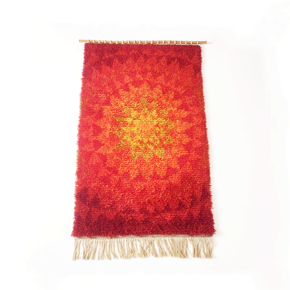 Vintage 70 s modernist handwoven Danish Wall Rug from CUM RYA, 1973