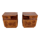 Set of 2 art-deco bedside tables with bakelite handles