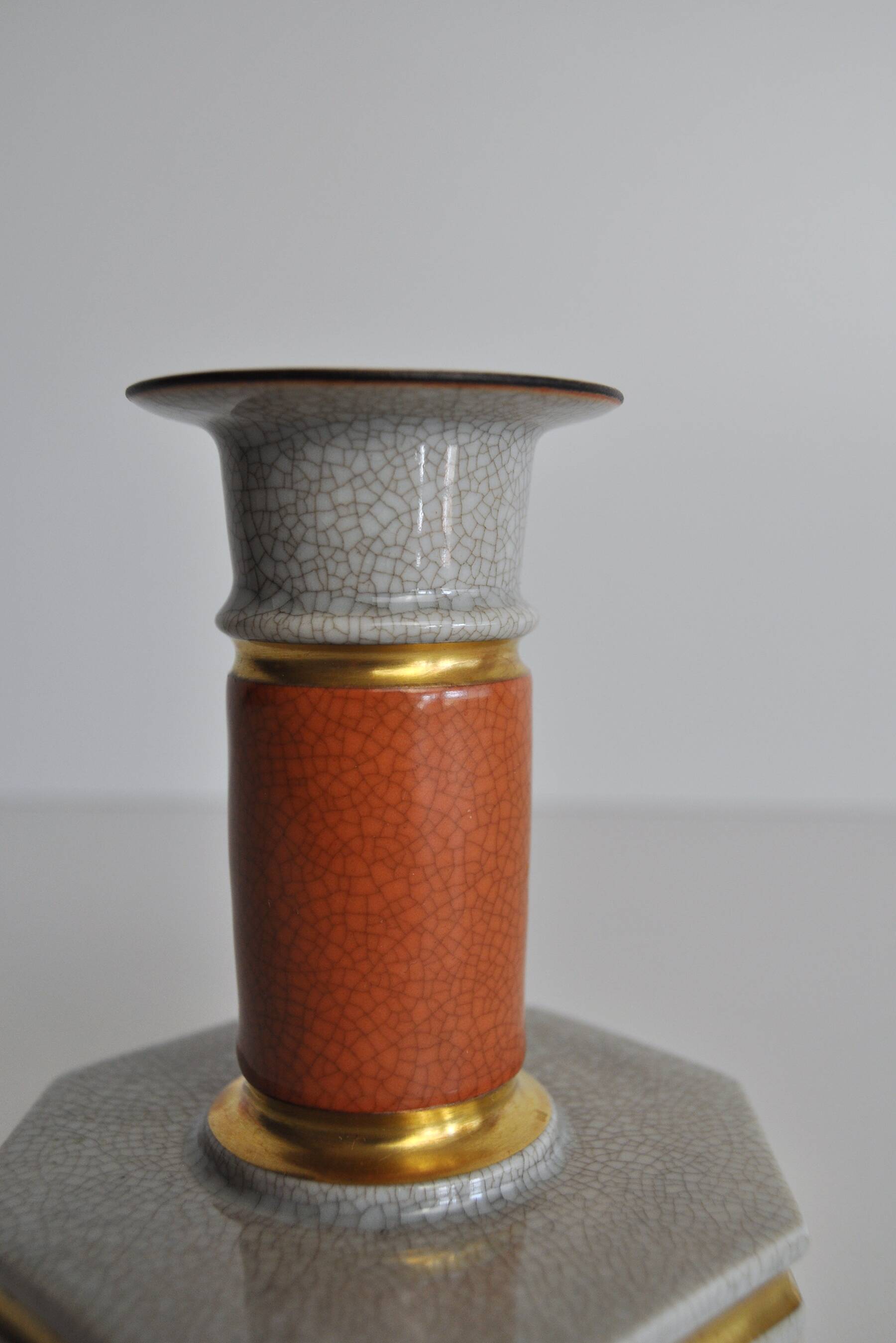 Royal Copenhagen Crackle glaze porcelain candle holder,Denmark 1950s