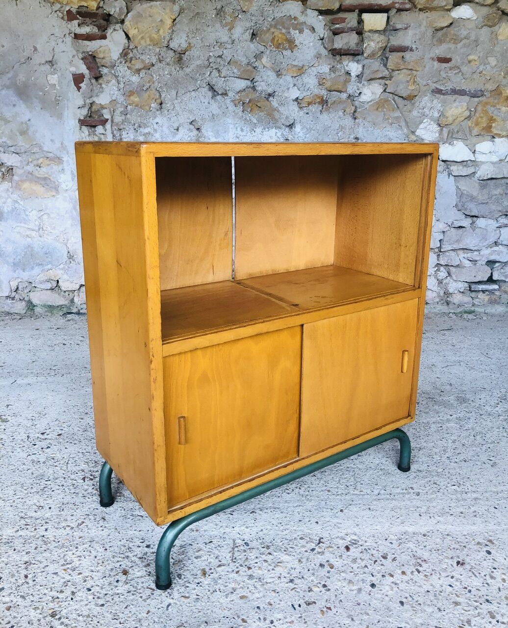 Mid-Century Vintage Storage Cabinet on Metal Legs