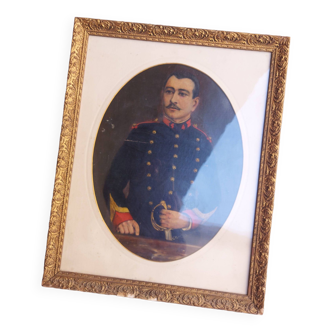 Tableau , huile sur toile , portrait d'officier XIX em