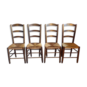 Set 4 chaises paillées