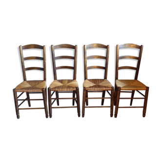 Set 4 chaises paillées brutaliste